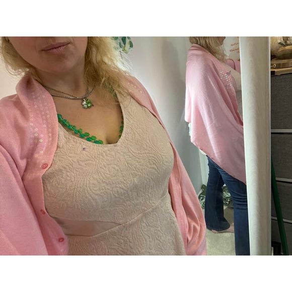 COPY - ❤️🧣BEAUTIFUL DESIGNER SCARF🧣❤️INFINITY LONG EUC GIFT TEXTURED PASTEL PINK - Picture 10 of 14